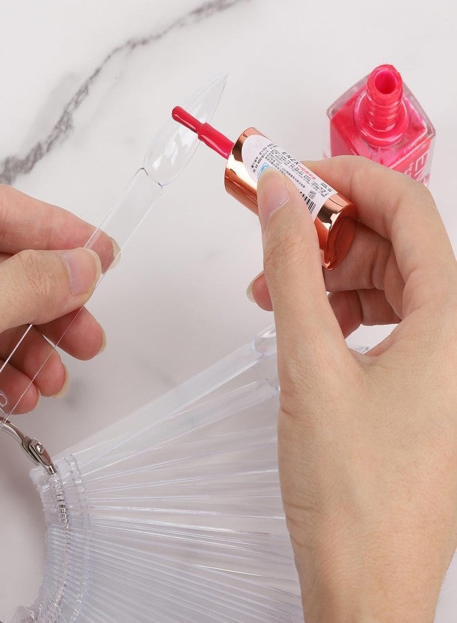 بي تي واي ام اس 200 قطعة من أعواد عينات طلاء الأظافر الشفافة مع حلقات وملصقات أرقام، عينات بلاستيكية لعرض ألوان طلاء الأظافر - Image 3